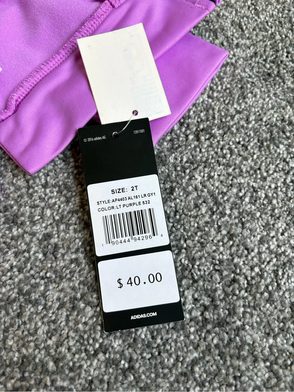 NWT Adidas 2T Girls' Long-Sleeve Full-Zip Purple Tricot Jacket Printed Stripes
